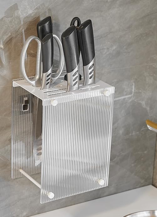 Kitchen Shelf, Chopsticks, Knife Storage Rack, Wall-Mounted Cutting Board Shelf, C Model - Brushed Gold [Knife Holder]