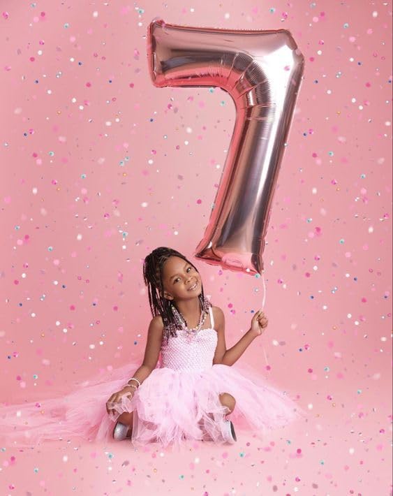 Numbers Balloon, 40 Inch 7 Balloons for Birthday Party, Rose Gold 7 Number Balloons for 7, 17, 27 Game Competition Wedding Anniversaries Party, Christmas and New Years Eve Party