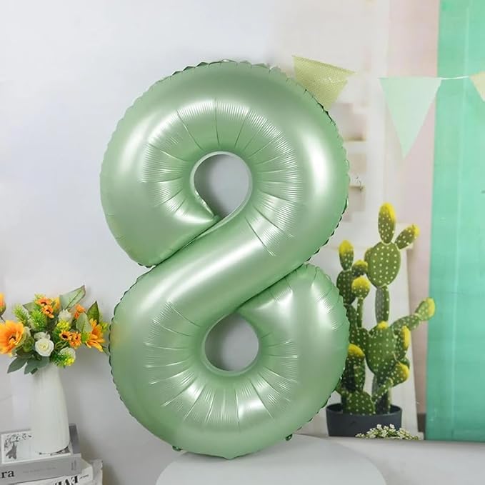 40 Inch Number 8 Balloon, 8 Year Old Girl Birthday Decorations, Giant Olive Green 18 28 80 Birthdays Balloons for Men Boys, 8th Birth Decor Party Supplies, Wedding Anniversary, Graduations