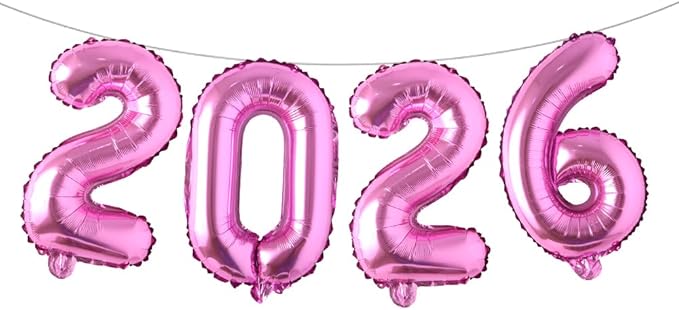 16 Inch 2026 Balloons Number 2026 Foil Balloons for New Years Eve Party Supplies Anniversary Party Graduation Decorations Home Office Decoration (2026 Rose Red)