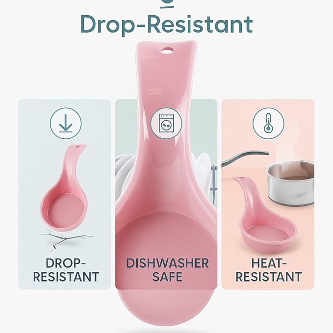 Reston Lloyd Kitchen Counter Utensil Spoon Rest, Ladles, Spaghetti Forks, & Spatulas, Durable BPA-Free Plastic – Dishwasher Safe, Décor, Space Saving Hanging Hole on Handle, Indigo