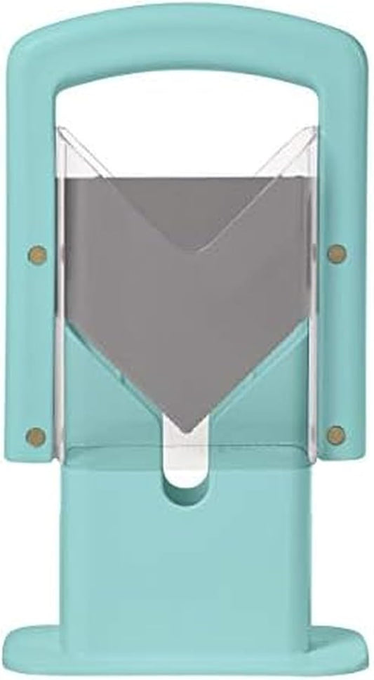 Hoan Bagel Guillotine Universal Slicer with Built In Safety Shield to Protect Fingers. Perfect for Smoothly Slicing Bagels, Buns, Muffins and More, Non Stick. 9.25 inch, Aqua Sky