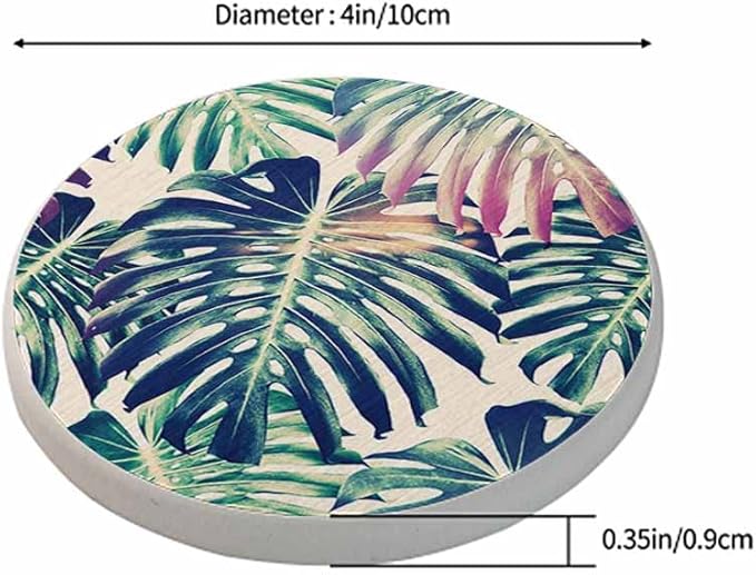oFloral Tropical Coasters for Drinks Leaves Wild Monstera Exotic Summer Cups Place Mats for Home Decor Set of 2, 4 Inch