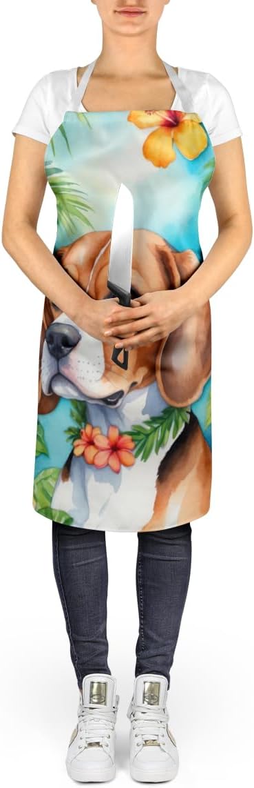 Caroline's Treasures Beagle Luau Apron Cooking Kitchen Server Baking Crafts Gardening for Adult Women Men, Unisex, Large, Multicolor