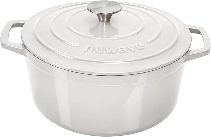 Nuwave 6QT Healthy Enameled Cast Iron Dutch Oven Pot with Lid, Heavy Duty 7-Layer Enamel, Enhanced Rust Protection, Dual Handles, Oven Safe to 500°F for Sourdough Bread Baking, Braise, Stew, Roast
