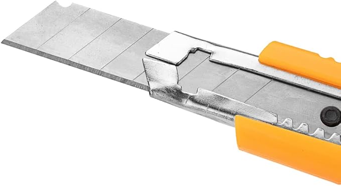 Handy Tek 6.5 Inch Utility Knives, 4 Anti-Slip Box Knives - Heavy Duty, Retractable, Yellow Plastic Box Cutters, Built-In Lock, Sharp Blade - Restaurantware