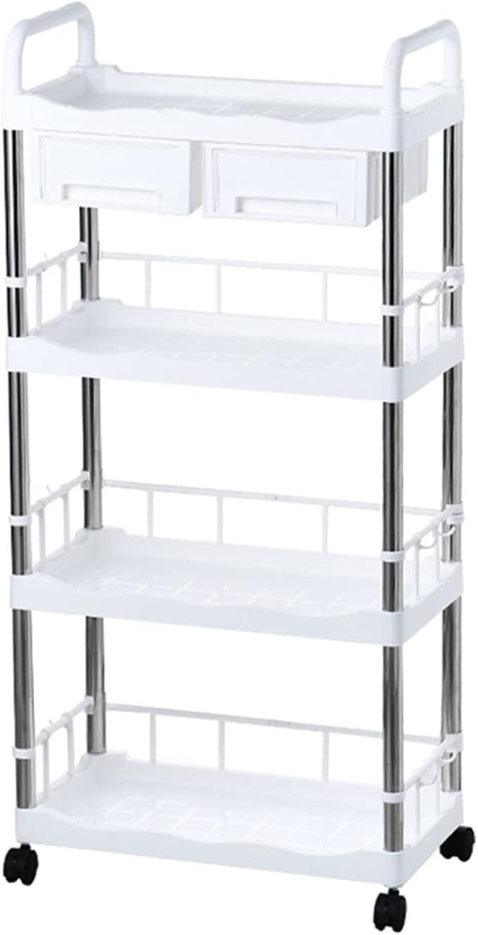Kitchen Storage Rack Kitchen Trolley Rack Floor-to-Ceiling Multi-Layer Wheeled Removable Vegetable and Fruit Seasoning Bottle Storage Basket Locker Storage Shelves (Color : B-1) (B 1)