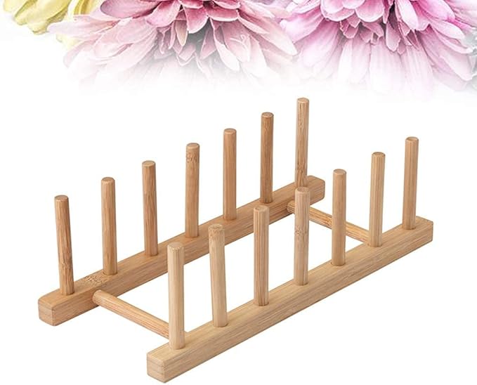 2pcs Wood Dish Racks Kitchen Countertop Plate Drainers Kitchen Supplies