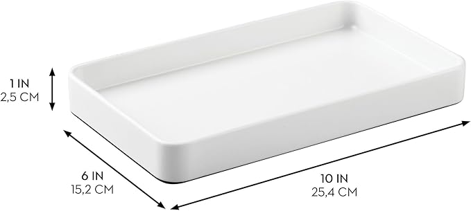 iDesign Stainless Steel Bathroom Tray for Towels, Cosmetics, and Accessories, The Gia Collection - 9.62" x 5.62" x 1.07", White