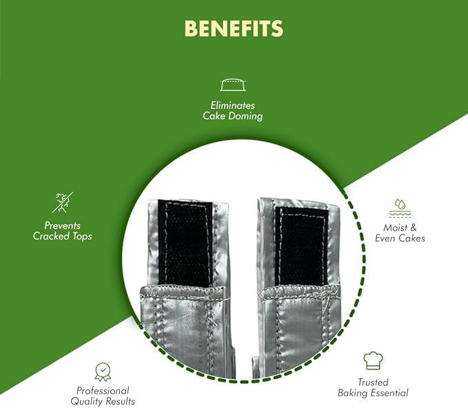 Regency Wraps EvenBake CakeStrips, Aluminized Cotton Band with Secure Velcro-like Closure to Create Moist, Even Layers, Pack of 2, Silver, 30", fit 8-9" cake pans