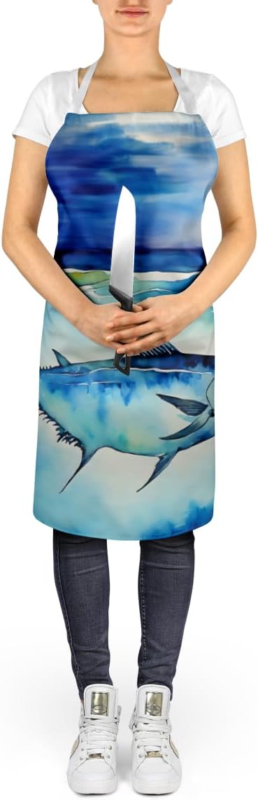 Caroline's Treasures Bluefin Tuna Apron Cooking Kitchen Server Baking Crafts Gardening for Adult Women Men, Unisex, Large, Multicolor