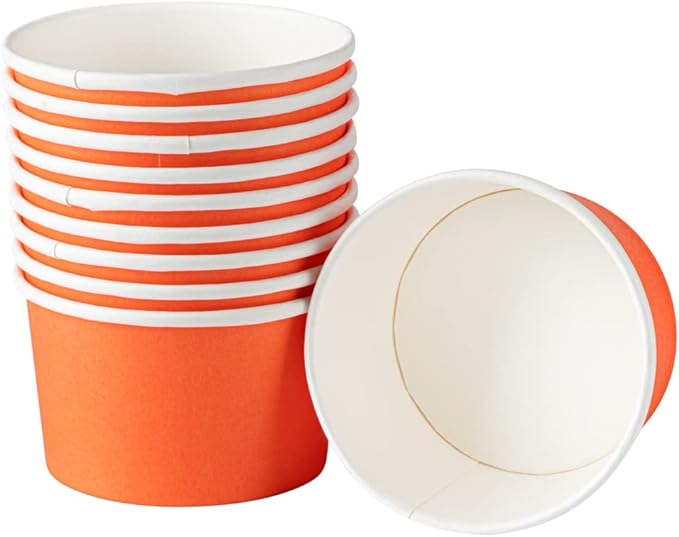 Coppetta 5-Ounce Dessert Cups, 50 Disposable Ice Cream Cups - Lids Sold Separately, Sturdy, Orange Paper Frozen Yogurt Bowls, For Hot And Cold Foods, Perfect For Gelato Or Mousse - Restaurantware