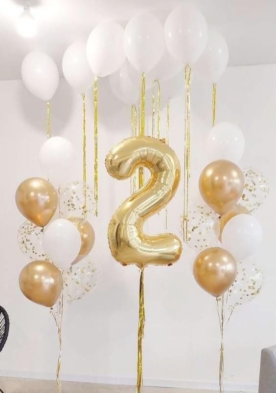 40 Inch Number 8 Balloon, Light Gold 8 18 28 80 Birthday Balloons for Men Boys, 8th Birthday Decorations Party Supplies, Wedding, Graduations