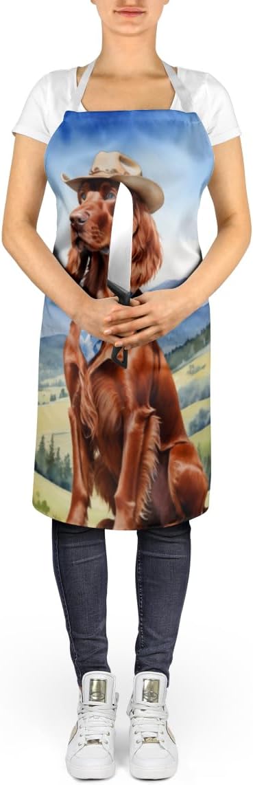 Caroline's Treasures Irish Setter Cowboy Welcome Apron Cooking Kitchen Server Baking Crafts Gardening for Adult Women Men, Unisex, Large, Multicolor