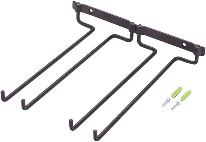 Wall Mount Hanger Supplies Hanging Stemware Under Cabinet Home Kitchen Holder Shelf Bar Wine Rack Double Row (Color : A)