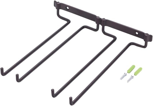Wall Mount Hanger Supplies Hanging Stemware Under Cabinet Home Kitchen Holder Shelf Bar Wine Rack Double Row (Color : A)