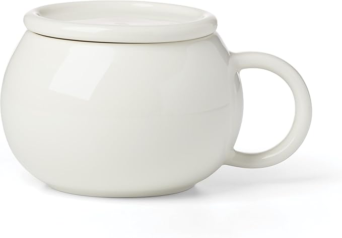 Oneida Coffee Mug Set, Quirk Mugs with Coasters, Set of 4, Service For 4, Porcelain Material, Microwave And Dishwasher Safe, Ceramic Mugs, Coasters And Coffee Cups (White, 8 Pieces, 18 Ounce Capacity)