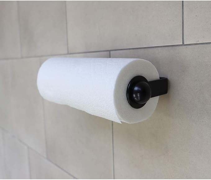 Home Basics Wall Mounted Plastic Paper Towel Holder (Black) 13" x 4.57" x 2.21"