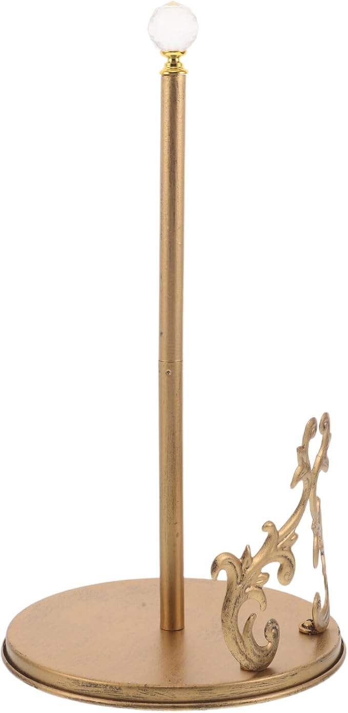 NUOBESTY Paper Towel Holder Stand Countertop Weighted Iron Kitchen Towel Holder Retro Crystal Ball Accent Decorative for Kitchen and Dining Room