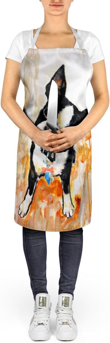 Caroline's Treasures Boston Terrier Scout Apron Cooking Kitchen Server Baking Crafts Gardening for Adult Women Men, Unisex, Large, Multicolor