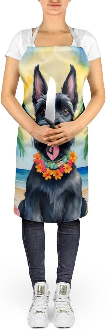 Caroline's Treasures Scottish Terrier Luau Apron Cooking Kitchen Server Baking Crafts Gardening for Adult Women Men, Unisex, Large, Multicolor