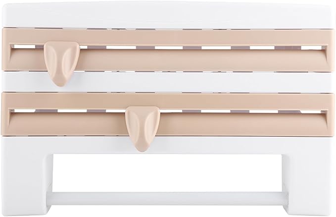 Kitchen Tool Cling Film Cut Wall Mount Storage Rack, Elegant and Convenient Paper Towel Holder for Modern Kitchen, Suitable for Foil Film Storage (Khaki)