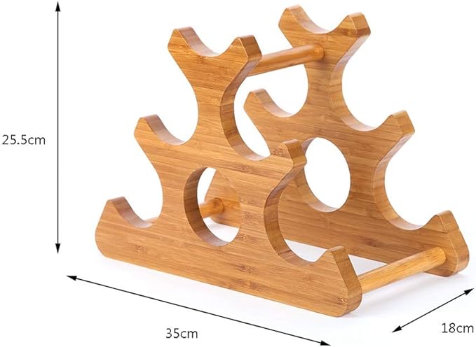 Bamboo Wine Rack 3-Storey Kitchen Tabletop Space-Saving Bamboo Rack (Accommodating 6 Bottles) Narrow