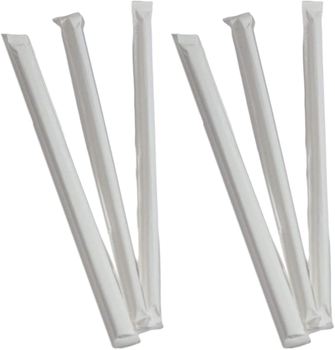 Concession Essentials Paper Wrapped Clear Giant Plastic Drinking Straws. Thickness is .3mm and Length is 10.25 Inches.7.5mm Thick and Paper Wrapped (CEClearGiant10wrapped-300Count) (Pack of 2)