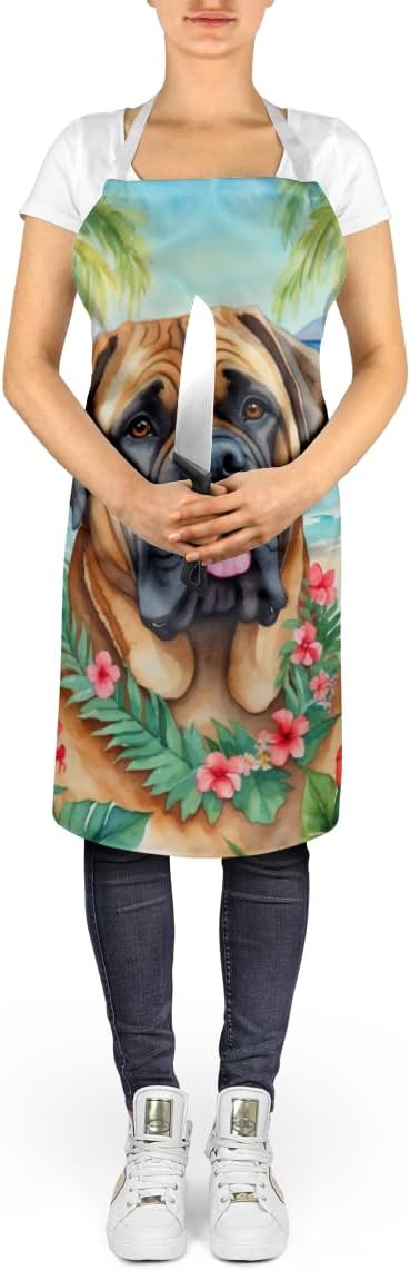Caroline's Treasures Mastiff Luau Apron Cooking Kitchen Server Baking Crafts Gardening for Adult Women Men, Unisex, Large, Multicolor