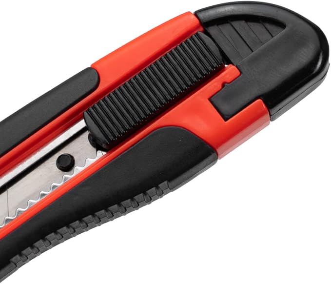 Handy Tek 5.3 Inch Blade Knives, 4 Retractable Utility Knives - Snap Off Blade, Built-In Lock, Orange Plastic Breakaway Knives, Heavy Duty, Sharp Blade - Restaurantware