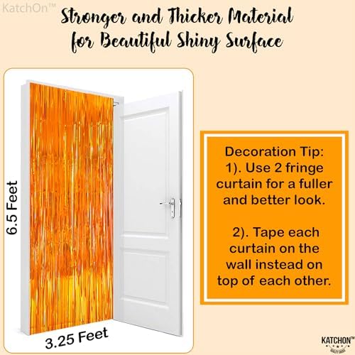 KatchOn, Orange Streamers - Pack of 2 | Thanksgiving Backdrop for Thanksgiving Decorations | Orange Fringe Backdrop for Birthday, Friendsgiving Party Decorations | Basketball Party Decorations