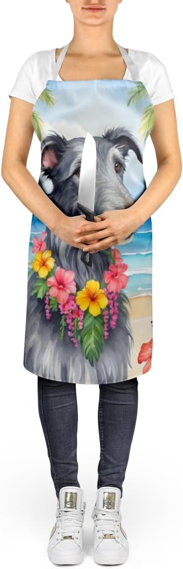 Caroline's Treasures Scottish Deerhound Luau Apron Cooking Kitchen Server Baking Crafts Gardening for Adult Women Men, Unisex, Large, Multicolor