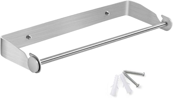 PHUNAYA Under Cabinet Paper Towel Holder Wall Mount for Home Kitchen,Stainless Steel for Large Rolls-Brushed Nickel