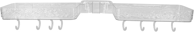 Asixxsix Kitchen Sink Organizer, No Drilling Self Adhesive Foldable Plastic Sponge Holder For Bathroom Shower Shelf With Corner Mounting Design For Kitchen Bathroom (Transparent)