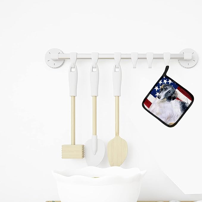 Caroline's Treasures BB9672PTHD Borzoi Patriotic Pair of Pot Holders Kitchen Heat Resistant Pot Holders Sets Oven Hot Pads for Cooking Baking BBQ, 7 1/2 x 7 1/2