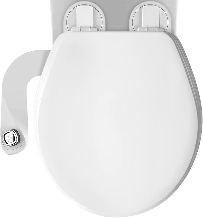 Mayfair Cassel Bidet Bundle, Slow-Close Never Loosen Toilet Seat with Perfect Fit, Fresh Water Spray, Non-Electric, Easy to Install Bidet, ROUND, White