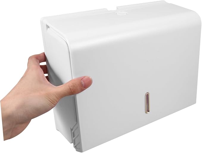 Paper Towel Box Simple Hands Towel Holder for Bathroom Wall Adhesive Paper Towel Dispenser Kitchen Commercial Dispensers Stainless Towel Holders Touchless Plastic White