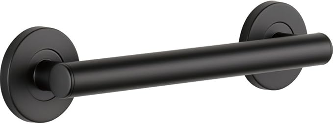 Delta Contemporary (1-Pack) 12' Shower Grab Bar ADA Compliant Matte Black 450 lb Capacity Bathroom Safety Handle for Shower, Bathtub | Wall Mounted Balance Assist, Handicap Grip 41812-BL