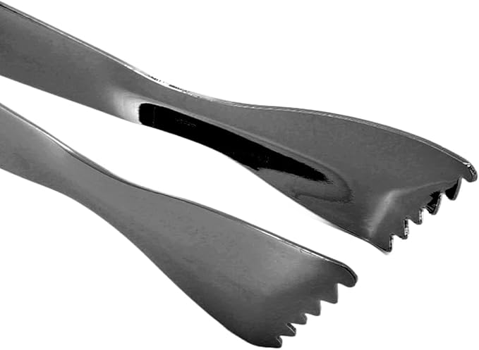 Ice Tongs Food Grade Thicken Stainless Steel Prevents Slipping Sugar Food Tweezers for Home Kitchen Bar Mirror Ice Bucket Party Coffee Bar (Black Plated)