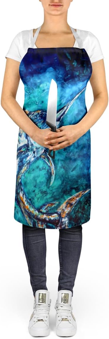 Caroline's Treasures American Marlin Apron Cooking Kitchen Server Baking Crafts Gardening for Adult Women Men, Unisex, Large, Multicolor