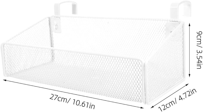 PartyKindom Hanging Bed Organizer, Metal Wire Bedside Caddy with Removable Hooks Spacious Bunk Bed Storage Basket Shelf for Phone Books Aesthetic Dorm Room Essentials Nightstand Alternative (White)