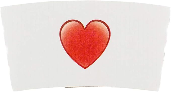 Restaurantware SLEEVES ONLY: Restpresso 5.1 x 2.8 Inch Coffee Cup Sleeves 50 Corrugated Hot Cup Sleeves - Heart Emoji Heat-Tolerant White Paper Disposable Coffee Sleeves Secure Grip (Pack of 2)