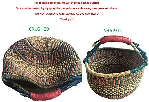 Children's Mini Bolga African Bolga Basket Fair Trade Ghana Baskets toys Egg baskets (COLORS VARY) … (9"-11" - Blues & Black)