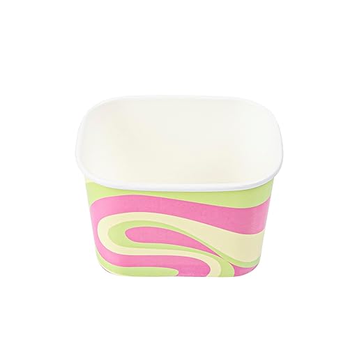 Coppetta 12 Ounce Dessert Cups, 50 Greaseproof Ice Cream Cups - Lids Sold Separately, For Hot And Cold Foods, Pastel Groove Paper Yogurt Bowls, Disposable, Sturdy - Restaurantware