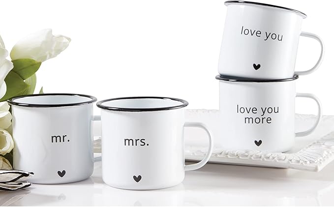 Santa Barbara Design Studio Wedding Enamelware Coffee Mugs, Set of 2, Love You More