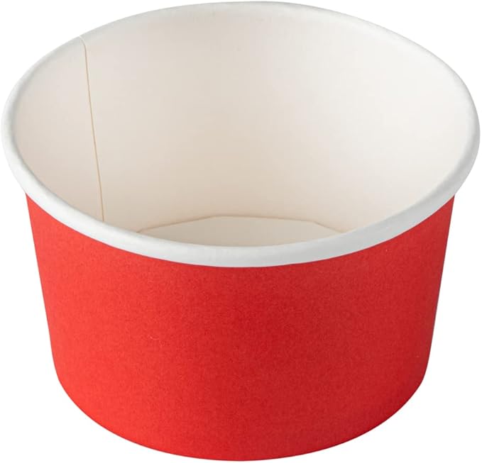 Coppetta 5-Ounce Dessert Cups, 50 Disposable Ice Cream Cups - Lids Sold Separately, Sturdy, Red Paper Frozen Yogurt Bowls, For Hot And Cold Foods, Perfect For Gelato Or Mousse - Restaurantware