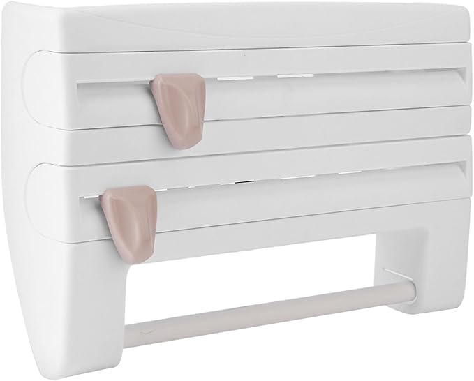Kitchen Tool Cling Film Cut Wall Mount Storage Rack, Elegant and Convenient Paper Towel Holder for Modern Kitchen, Suitable for Foil Film Storage (White)