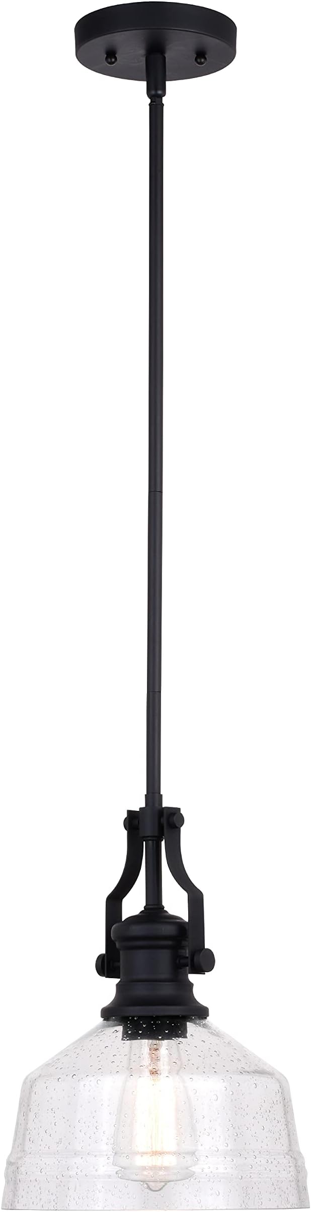 VAXCEL Beloit Mini Pendant for Kitchen Island, Farmhouse Style Mounted Ceiling Lighting, Matte Black Finish, Clear Glass