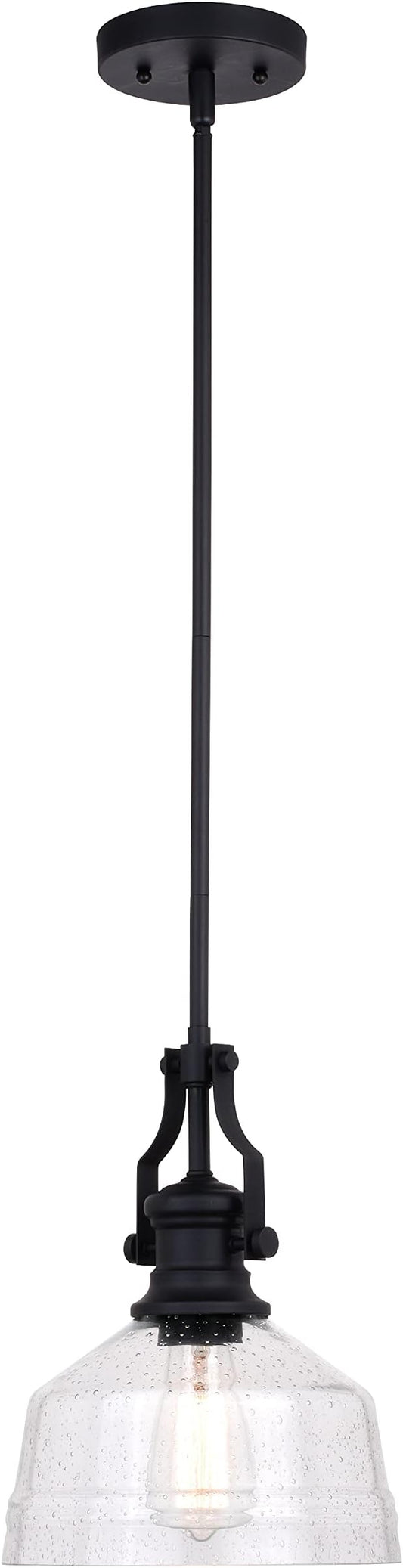 VAXCEL Beloit Mini Pendant for Kitchen Island, Farmhouse Style Mounted Ceiling Lighting, Matte Black Finish, Clear Glass