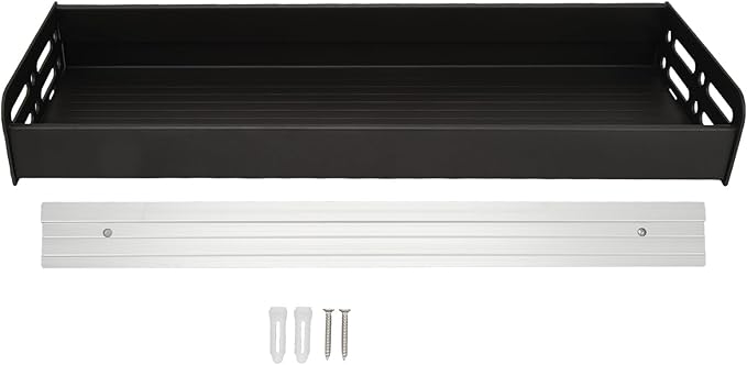 Wall Mount Seasoning Organizer, Rack Organizer for Kitchen Bathroom Bedroom, 40cm Rustproof Aluminum Shower Shelves with Detachable Design, Multifunctional Storage Rack for S (Black)